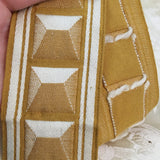 antique art deco geometric squares puffy trim ribbon lyon france mustard yellow gold white