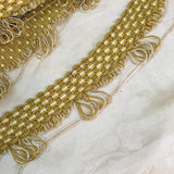 antique french picot trim gold cream basket weave tassels vintage passementerie