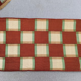 antique checkered brown cream victorian civil war bonnet sash belt ties