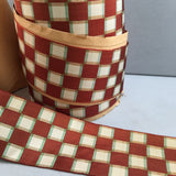 antique checkered brown cream victorian civil war bonnet sash belt ties