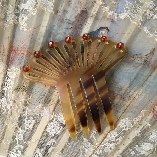 antique blonde horn hair comb victorian civil war