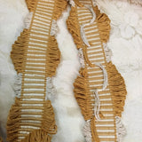 antique gold mustard cream white vertical striped grosgrain petersham picot trim passementerie