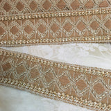 antique gold cream wide french trim diamond gimp motif regency victorian geometric