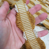 antique gold mustard cream white vertical striped grosgrain petersham picot trim passementerie