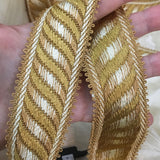 gold cream ivory white jacquard picot french antique trim passementerie ribbon