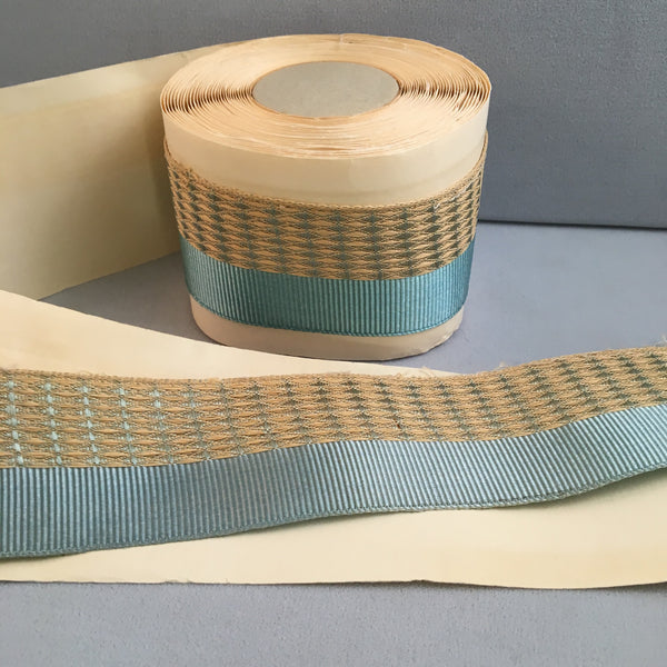 antique french titanic edwardian ribbon light blue cream grosgrain