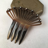 antique auburn brown horn hair comb victorian civil war accessory