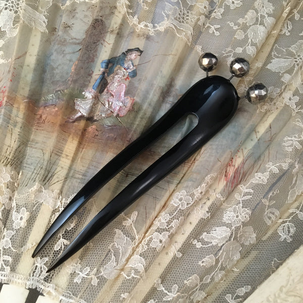 Antique Victorian Black Horn Hair Comb