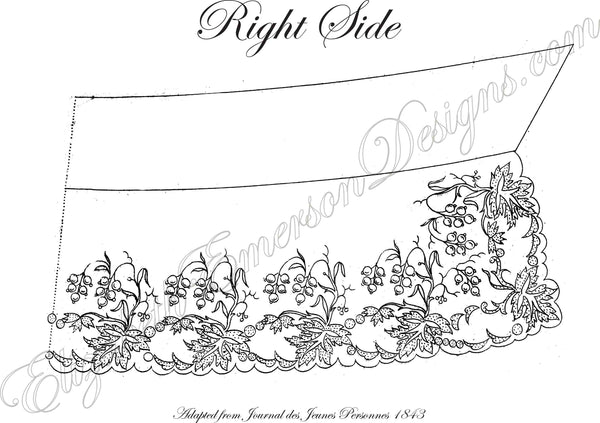 Pattern Antique 1843 Collar & Cuffs Whitework Embroidery Currants