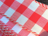 High End FRENCH GINGHAM Checks Wide Ribbon Retro ROCKABILLY Millinery Vintage Costuming Belt Cotton Red White 1940s Pin Up Girl Burlesque