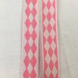 vintage pink white french harlequin diamond ribbon