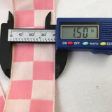 wide pink white checker checked gingham ribbon