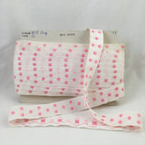 vintage french white grosgrain jacquard pink polka dots ribbon