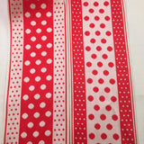 Vintage FRENCH Red White 3" Wide Tiny POLKA DOTS Rockabilly Ribbon Circus Clown Costuming Belt Cotton 1950s Pin Up Girl Stage Burlesque Hot