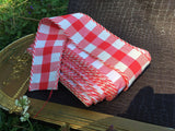 High End FRENCH GINGHAM Checks Wide Ribbon Retro ROCKABILLY Millinery Vintage Costuming Belt Cotton Red White 1940s Pin Up Girl Burlesque