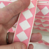 single harlequin diamond pink white ribbon trim antique vintage pin up girl french