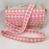 single harlequin diamond pink white ribbon trim antique vintage pin up girl french