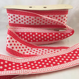 Vintage FRENCH Red White 3" Wide Tiny POLKA DOTS Rockabilly Ribbon Circus Clown Costuming Belt Cotton 1950s Pin Up Girl Stage Burlesque Hot