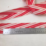 Vintage FRENCH Red White 2" Wide CHEVRON Va Va Voom Ribbon Circus Clown Costuming Belt Cotton 1950s Pin Up Girl Stage Burlesque Hot Tomato