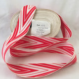 Vintage FRENCH Red White 2" Wide CHEVRON Va Va Voom Ribbon Circus Clown Costuming Belt Cotton 1950s Pin Up Girl Stage Burlesque Hot Tomato