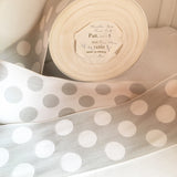 Vintage DOVE GREY French 3" WIDE Large Polka Dot Ribbon Circus Clown Costuming Cotton 1940s Pin Up Girl Burlesque Showgirl