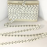 Vintage 5/8" French Black White Polka Dot Grosgrain Ribbon