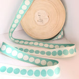 FRENCH TIFFANY BLUE White 1.5" Wide Large Polka Dot Ribbon Circus Clown Vintage Costuming Cotton 1940s Pin Up Girl Burlesque Showgirl