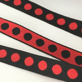 FRENCH Black Red 5/8" Large Polka Dot Ribbon Circus Clown Vintage Costuming Cotton 1940s Pin Up Girl Burlesque Showgirl