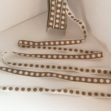 FRENCH Sable Brown White 5/8" Large Polka Dot Ribbon Circus Clown Vintage Costuming Cotton 1940s Pin Up Girl Burlesque Showgirl