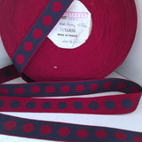 FRENCH Navy Blue Wine Red 1" Large Polka Dot Ribbon Circus Clown Vintage Costuming Cotton 1940s Pin Up Girl Burlesque Showgirl