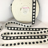FRENCH Black White 1" Large Polka Dot Ribbon Circus Clown Vintage Costuming Cotton 1940s Pin Up Girl Burlesque Showgirl