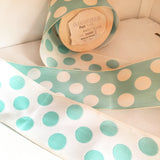 Vintage TIFFANY BLUE French 3" WIDE Large Polka Dot Ribbon Circus Clown Costuming Cotton 1940s Pin Up Girl Burlesque Showgirl