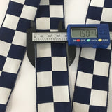 Vintage 1.5" French Navy Blue White Checked Gingham Jacquard