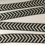 Vintage FRENCH Black Off White 1" Wide CHEVRON Va Va Voom Ribbon Circus Clown Costuming Belt Cotton 1950s Pin Up Girl Stage Burlesque