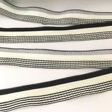 FRENCH Black White Seersucker Ruffle 1" Ribbon Striped Vintage Costuming Cotton 1940s Pin Up Girl Burlesque Showgirl