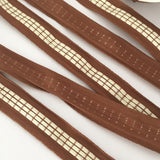 Vintage 7/8" French Brown White Checked Gingham Jacquard