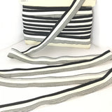 FRENCH Black White Seersucker Ruffle 1" Ribbon Striped Vintage Costuming Cotton 1940s Pin Up Girl Burlesque Showgirl