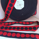 FRENCH Navy Blue Red 1.5" Large Polka Dot Ribbon Circus Clown Vintage Costuming Cotton 1940s Pin Up Girl Burlesque Showgirl