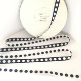 FRENCH Navy Blue White 5/8" Large Polka Dot Ribbon Circus Clown Vintage Costuming Cotton 1940s Pin Up Girl Burlesque Showgirl