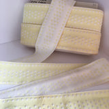Vintage FRENCH Butter Yellow White 2.25" Wide POLKA DOTS Rockabilly Ribbon Circus Clown Costuming Belt Cotton 1950s Pin Up Girl Stage Burlesque Hot