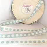 FRENCH Light Sky Blue White 1" Large Polka Dot Ribbon Circus Clown Vintage Costuming Cotton 1940s Pin Up Girl Burlesque Showgirl