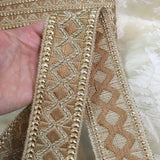 antique gold cream wide french trim diamond gimp motif regency victorian geometric