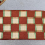 antique checkered brown cream victorian civil war bonnet sash belt ties 