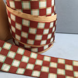 antique checkered brown cream victorian civil war bonnet sash belt ties 