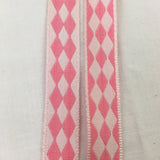 vintage pink white french harlequin diamond ribbon