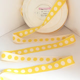 FRENCH Goldenrod Yellow White 1.2" Large Polka Dot Ribbon Circus Clown Vintage Costuming Cotton 1940s Pin Up Girl Burlesque Showgirl