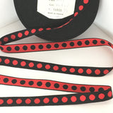 FRENCH Black Red 5/8" Large Polka Dot Ribbon Circus Clown Vintage Costuming Cotton 1940s Pin Up Girl Burlesque Showgirl