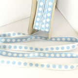 FRENCH Sky Blue White 5/8" Large Polka Dot Ribbon Circus Clown Vintage Costuming Cotton 1940s Pin Up Girl Burlesque Showgirl