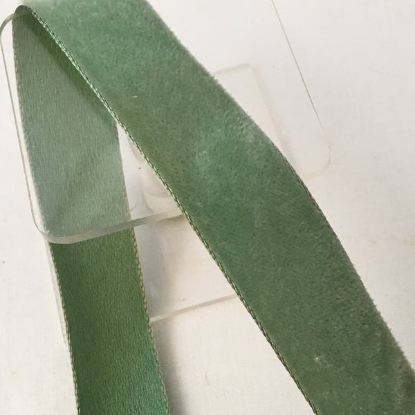 Vintage Sage Green 7/8” Satin Backed Velvet Ribbon