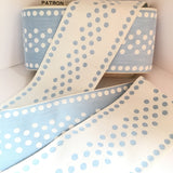 FRENCH Light Sky Blue White 4.25" EXTRA WIDE Large Polka Dot Ribbon Circus Clown Vintage Costuming Cotton 1940s Pin Up Girl Burlesque Showgirl